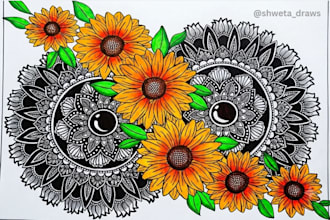 draw beautiful custom hand drawn mandala art and illustrations