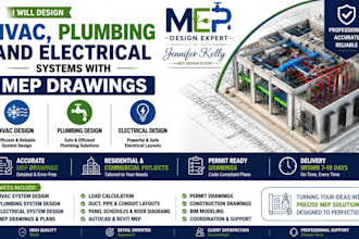 design hvac, plumbing and electrical systems with mep drawings