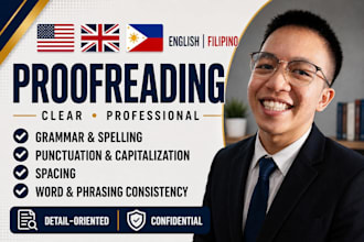 proofread english and tagalog documents or other content
