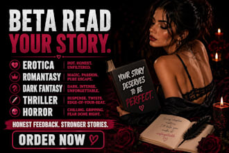 beta read your erotica, romantasy dark fantasy thriller novel horror beta reader