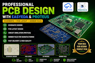 design a custom pcb  easyeda, proteus, icad and autocad