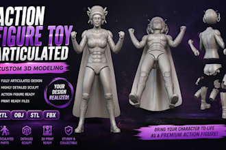 create action figure design, 3d action figure statue articulated model