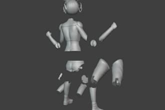 create action figure design, 3d action figure statue articulated model