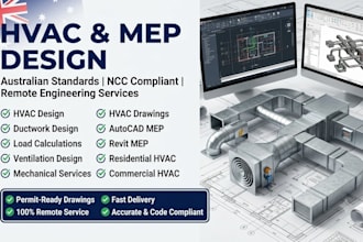 design hvac ductwork, load calculations and australian standards mep plans