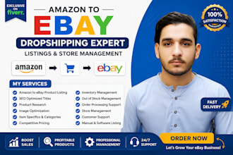 do amazon to ebay dropshipping, product listings, SEO, and ebay store management