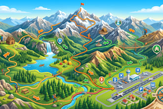 design ai illustrative trail hiking mountain airport outdoor walking routes maps