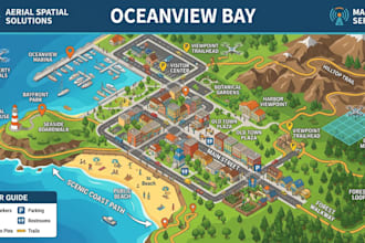 design drone mapping, property aerials, poi mapping, location pins, map markers