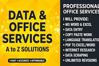provide all types professional excel tally ms word services