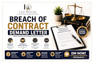 draft a breach of contract demand letter legal notice or payment dispute letter