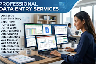be your virtual assistant for data entry , reserch,scraping,formating copy paste