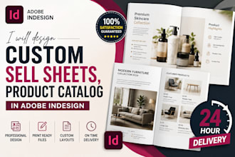 design custom sell sheets, product catalog in adobe indesign