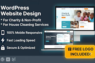 design wordpress charity non profit and house cleaning sites