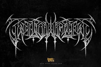 hand drawn death metal, scary, deathcore, heavy metal band logo with source file