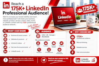share and promote your content to my 175k linkedin audience