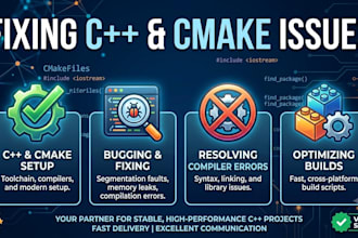 fix your cpp build errors and cmake configuration