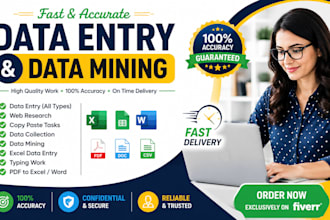 do accurate data entry, data mining, web research, and excel data collect