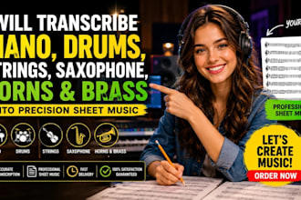 transcribe violin viola cello harp fiddle mandolin banjo flute music accurately
