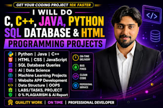 do java python cpp assigned sql database html css programming project developer