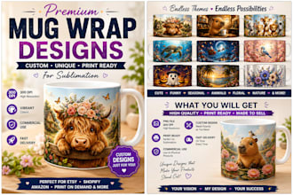 create premium panoramic mug wrap designs for sublimation