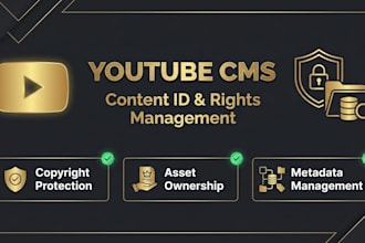 set up youtube cms, content id, rights management and copyright protection