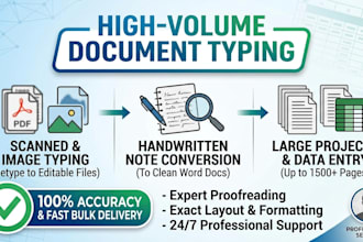 do professional high speed document typing and retyping work
