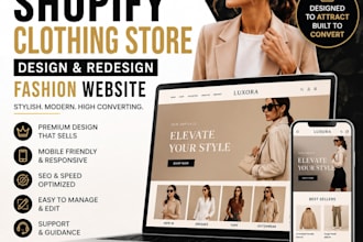 design a shopify clothing store, fashion website and ecommerce apparel store