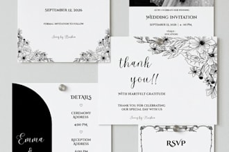 create modern wedding invitations and stationery suite