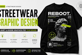design premium dark academia streetwear graphics in 24 hours