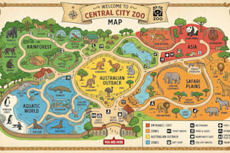 illustrated park maps, zoo maps and navigation guides