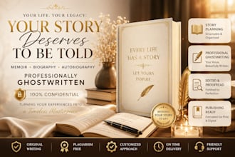 ghostwrite your memoir, biography, autobiography and nonfiction ebook