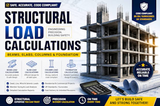 do structural load calculations for beams, slabs, columns, and foundation