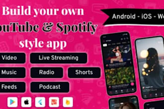 do live streaming app, music streaming app, online dating app, social media app