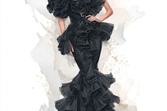 draw a fashion illustration or sketch of a figure in clothes