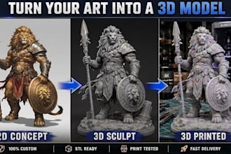 convert 2d to 3d model from image sketch toy figurine to stl file 3d printing