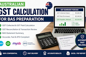 calculate australian gst collected and paid for bas statement preparation