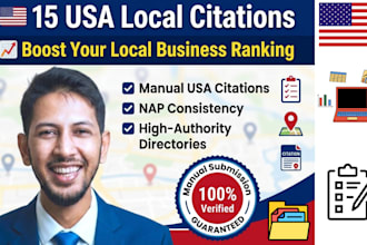 do 15 manual USA local citations for your USA business