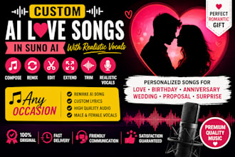 create, remix and edit custom ai love songs in suno ai with realistic vocals
