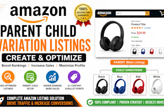 create and optimize amazon parent child variation listings