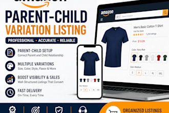 create amazon parent child variation listings