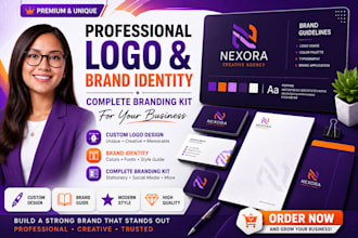design a unique business logo, brand identity, and complete branding kit