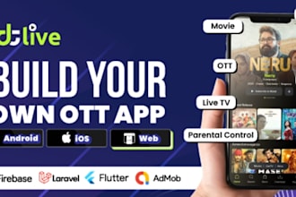 develop fire TV android, TV roku samsung, TV iptv ott app with admin panel