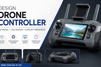 design drone controller, consumer electronics 3d model, cad concept rendering