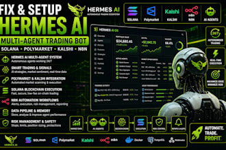 fix setup hermes ai multi agent trading bot solana polymarket kalshi n8n