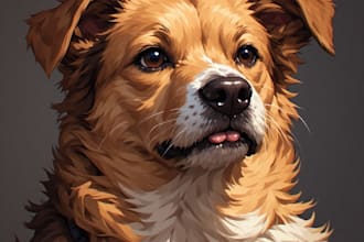 custom pet portrait, cat portrait, dog portrait drawing