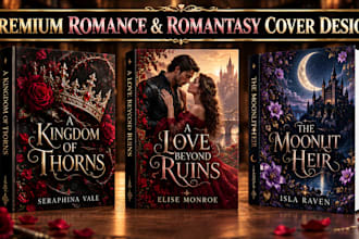 design a premium romance, romantasy, dark romance book cover