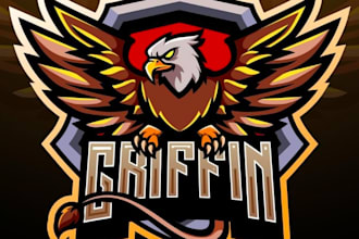 draw wonderful griffin king mascot logo design with unlimited revision