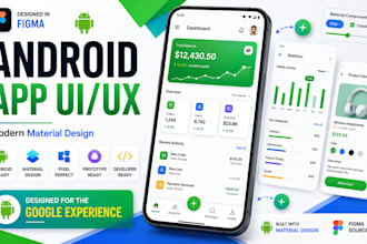 design modern android mobile app UI UX in figma with material design