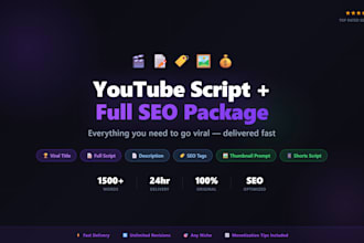 write a viral youtube script, SEO title and description