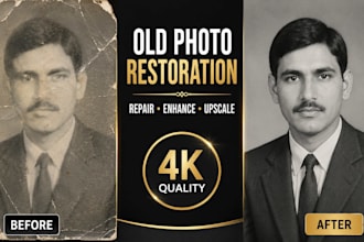 restore old photos, remove damage, and upscale to 4k