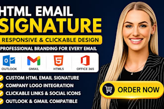 design responsive company HTML email signature with logo for outlook and gmail
